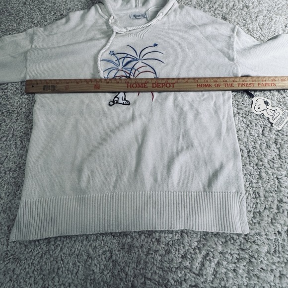 Peanuts Snoopy 4th of July Hoodie Sweater Medium Lightweight Patriotic Fireworks - Picture 4 of 7